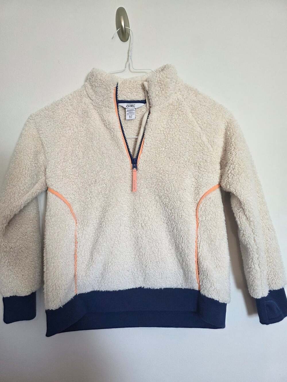 Athleta Girl Cream Sherpa Quarter Zip Pullover Size S/7